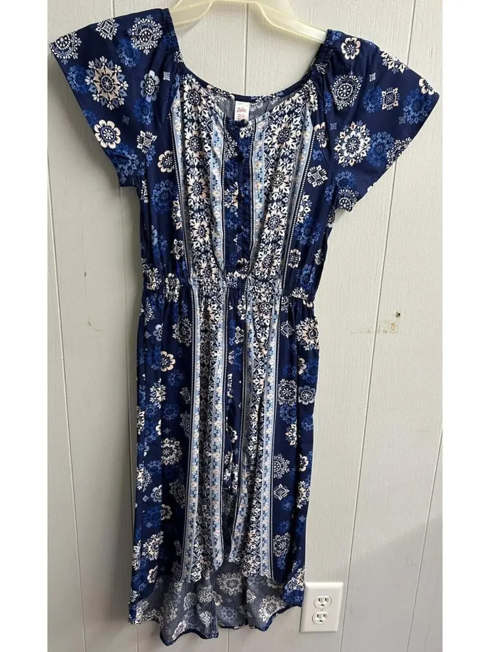 Justice Dress With Shorts.  Blue&Pink Paisley. Elastic Neck&Waist. Size 10. NWT